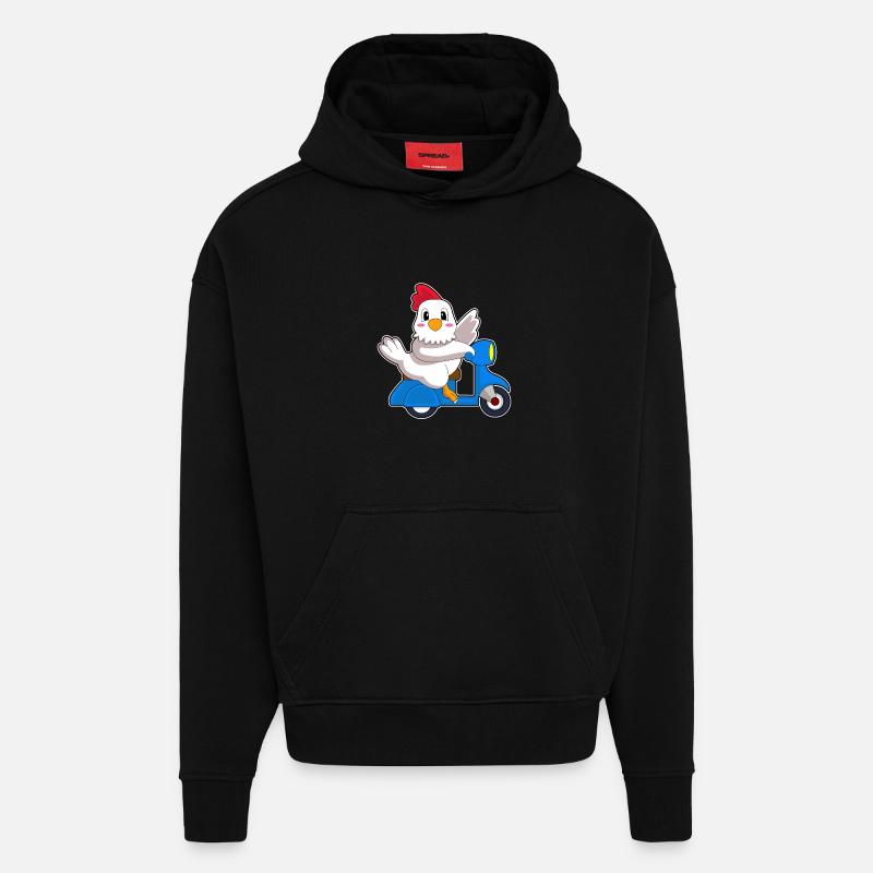 Huhn Motorroller - Hoodie- made by SPREAD  - SOLID BLACK