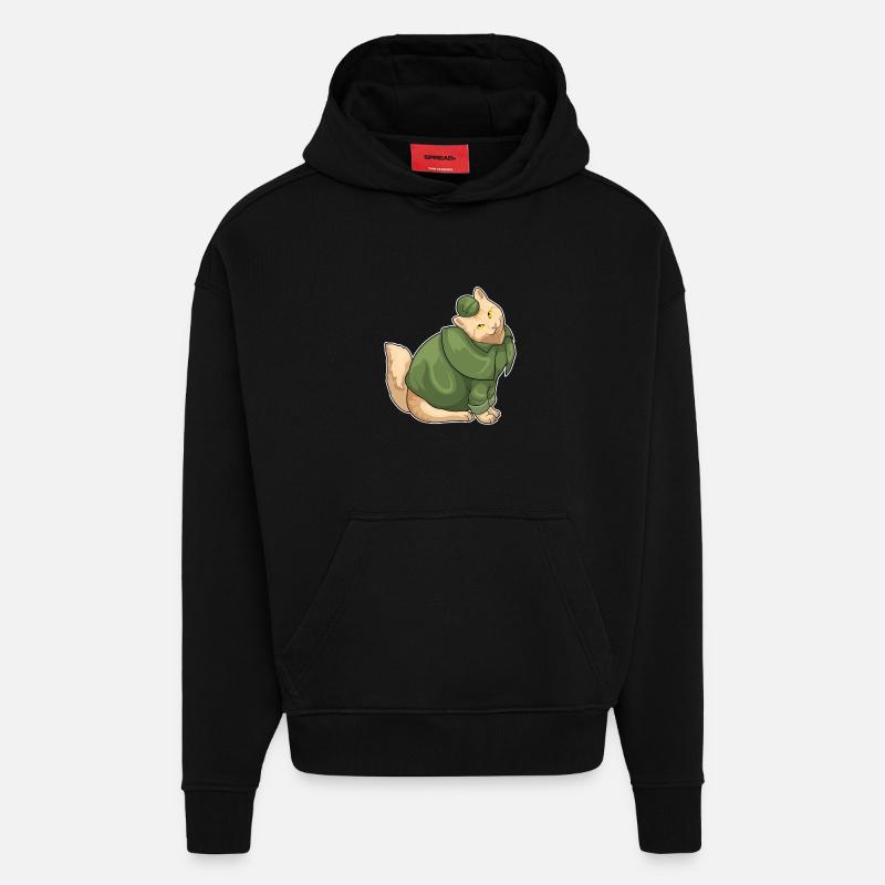 Détective de chat - Sweat à capuche bio épais oversize fabriqué en UE - SOLID BLACK