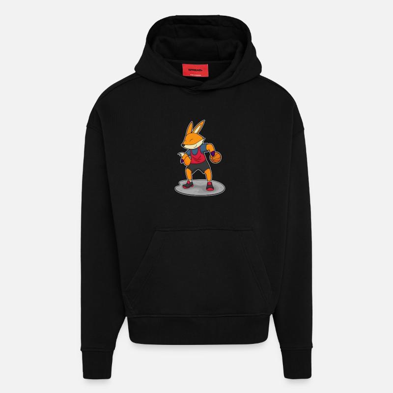 Fuchs Basketteur Basketteur - Sweat à capuche bio épais oversize fabriqué en UE - SOLID BLACK