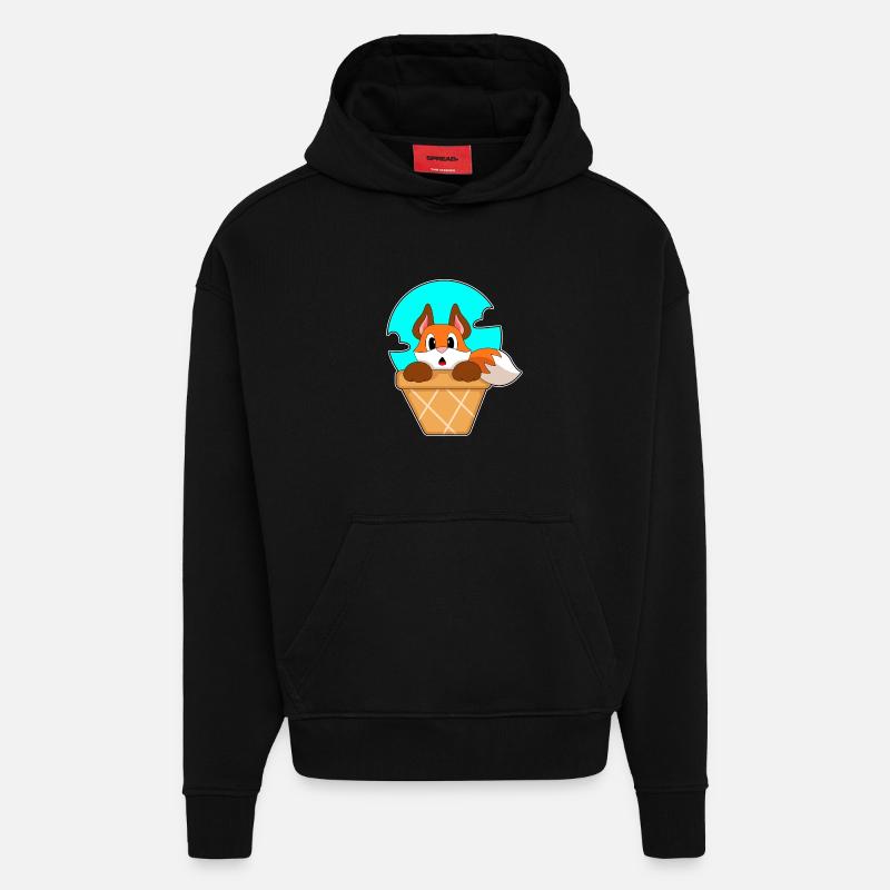 Cône de glace Fuchs - Sweat à capuche bio épais oversize fabriqué en UE - SOLID BLACK