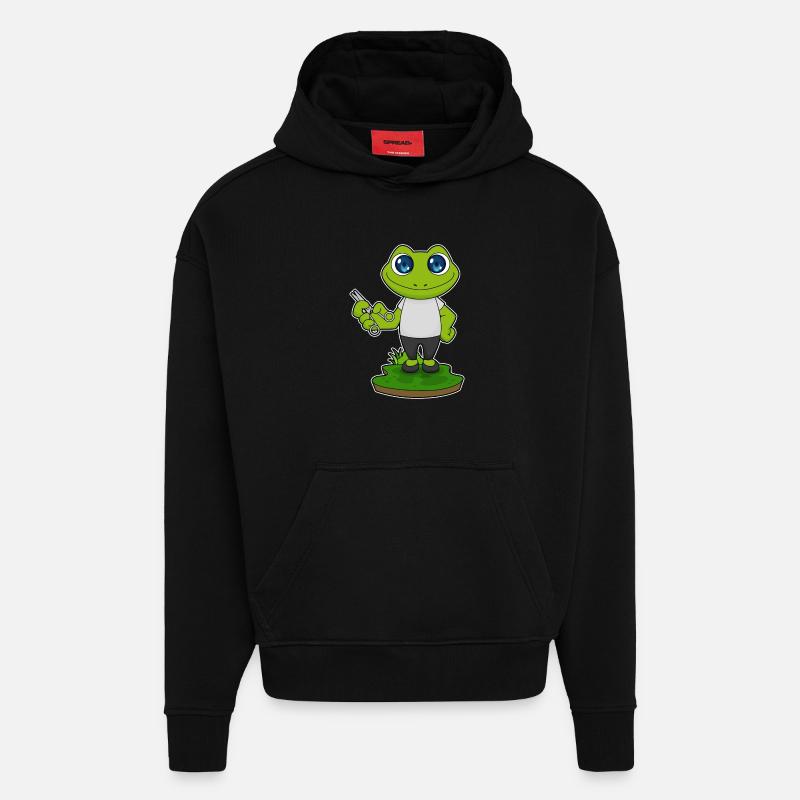 Frosch Barbier Schere - Hoodie- made by SPREAD  - SOLID BLACK