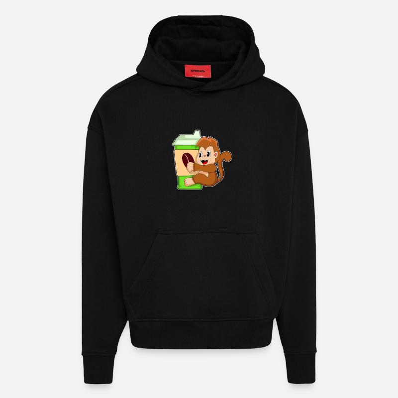 Affe Kaffee Becher - Hoodie- made by SPREAD  - SOLID BLACK