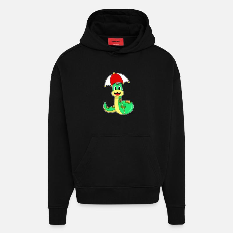 Parapluie serpent - Sweat à capuche bio épais oversize fabriqué en UE - SOLID BLACK