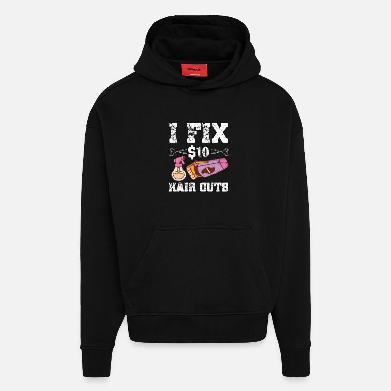 Barbier Coiffeur Coiffeur Coiffeur Barbier - Sweat à capuche bio épais oversize fabriqué en UE - SOLID BLACK