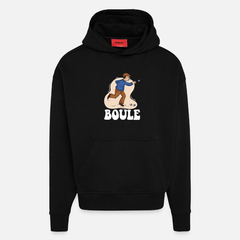 Boule boule pour boules pétanque - Sweat à capuche bio épais oversize fabriqué en UE - SOLID BLACK
