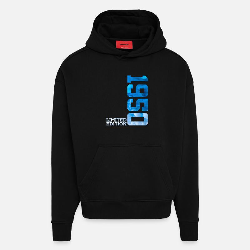 76E ANNIVERSAIRE ÉDITION LIMITÉE 1950 - Sweat à capuche bio épais oversize fabriqué en UE - SOLID BLACK