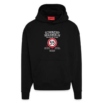 55. Geburtstag Schonend Behandeln 55 Tempolimit 55 - Hoodie- made by SPREAD  - SOLID BLACK - Vorne