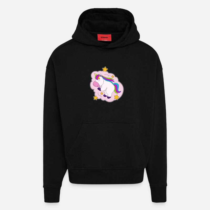 Einhorn Wolken - Hoodie- made by SPREAD  - SOLID BLACK