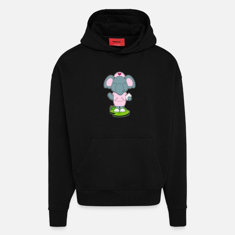Elefant Krankenschwester  - Hoodie- made by SPREAD  - SOLID BLACK
