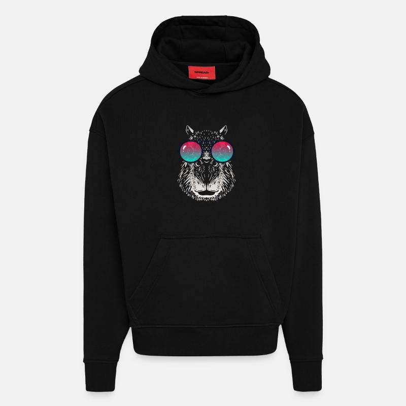 Cooles Capybara mit Sonnenbrille - Hoodie- made by SPREAD  - SOLID BLACK
