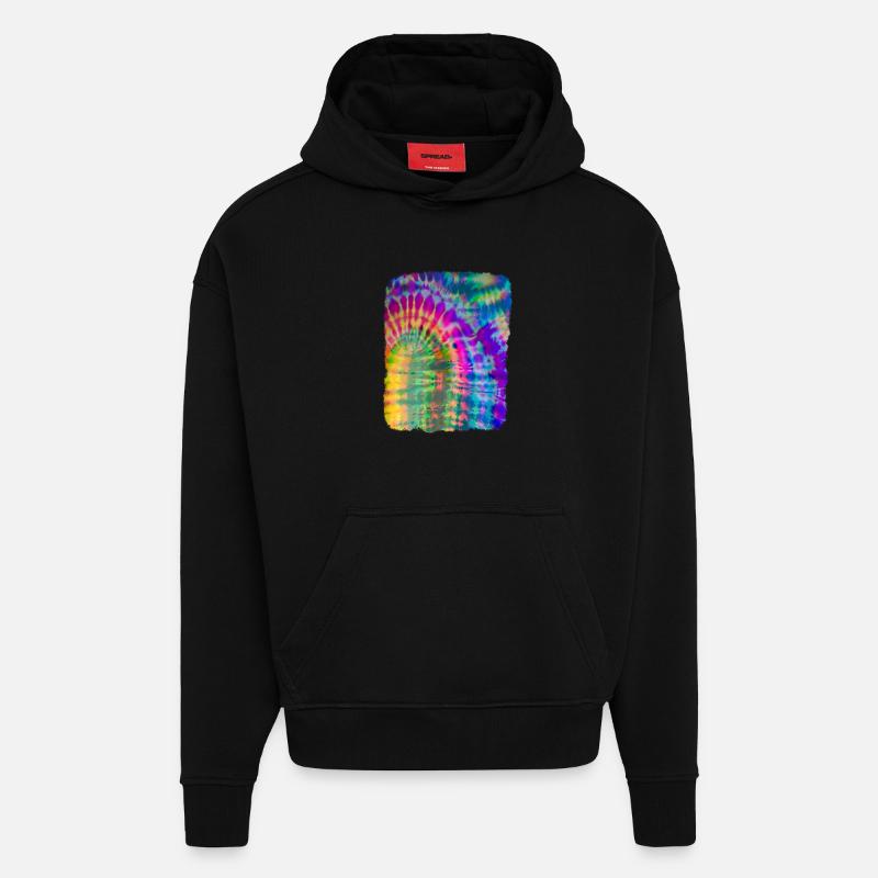 Tie Dye Batik - Sweat à capuche bio épais oversize fabriqué en UE - SOLID BLACK