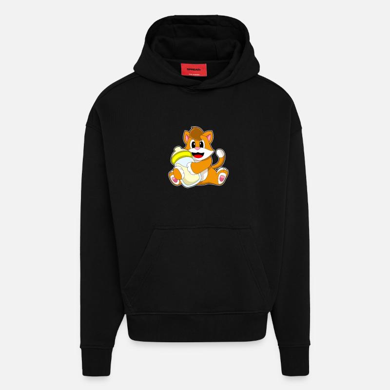 Lait biberon pour chat - Sweat à capuche bio épais oversize fabriqué en UE - SOLID BLACK