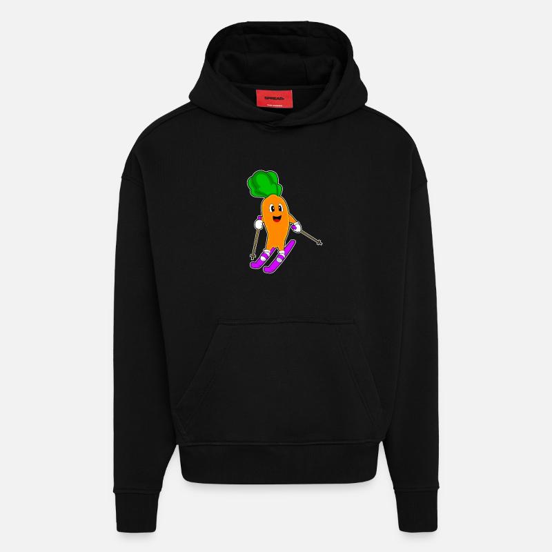 Carrotte Skieur Ski - Sweat à capuche bio épais oversize fabriqué en UE - SOLID BLACK