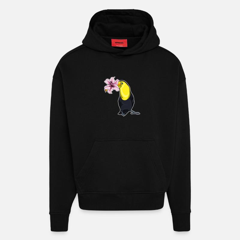Lys toucan - Sweat à capuche bio épais oversize fabriqué en UE - SOLID BLACK