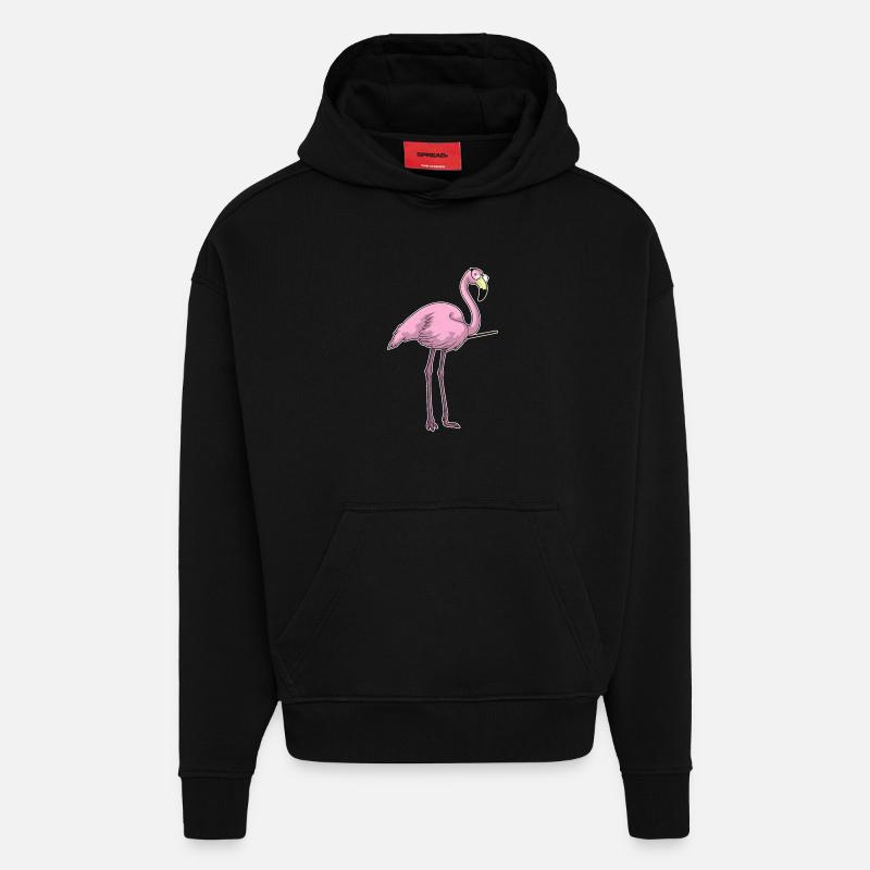 Flamingo Lehrer Pointer - Hoodie- made by SPREAD  - SOLID BLACK