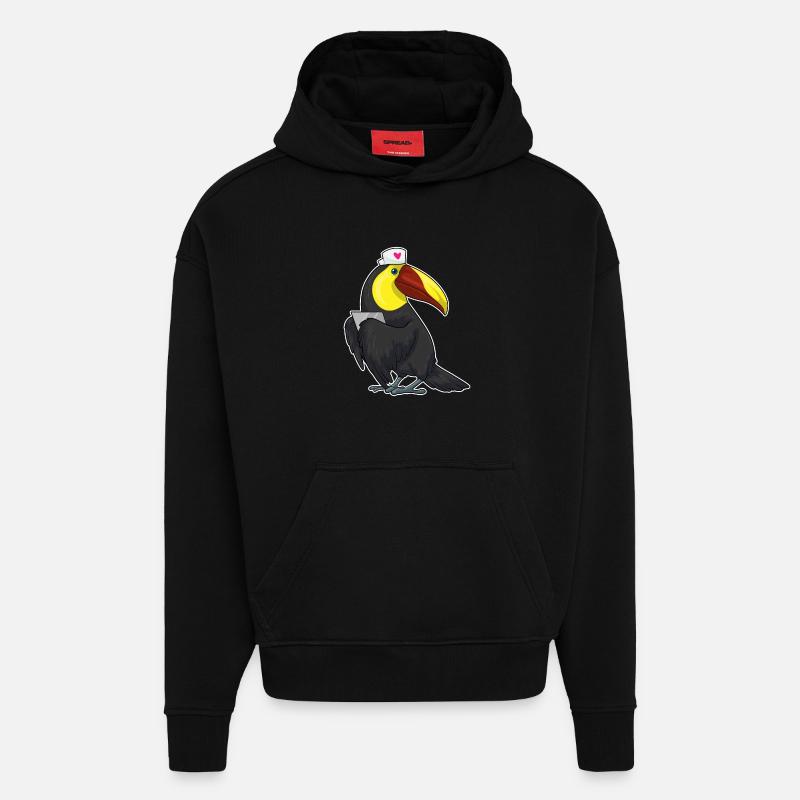 Bloc-notes de Toucan Nurse - Sweat à capuche bio épais oversize fabriqué en UE - SOLID BLACK