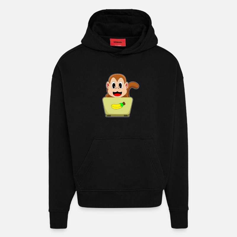 Affe Laptop - Hoodie- made by SPREAD - SOLID BLACK