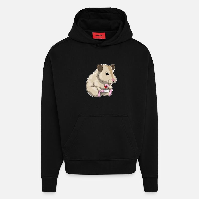 Hamster Gamer Contrôleur - Sweat à capuche bio épais oversize fabriqué en UE - SOLID BLACK