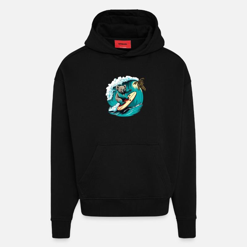 Koala hat Spass beim Surfen - Hoodie- made by SPREAD  - SOLID BLACK