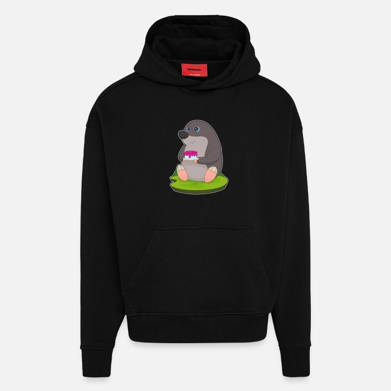 Gâteau taupe - Sweat à capuche bio épais oversize fabriqué en UE - SOLID BLACK