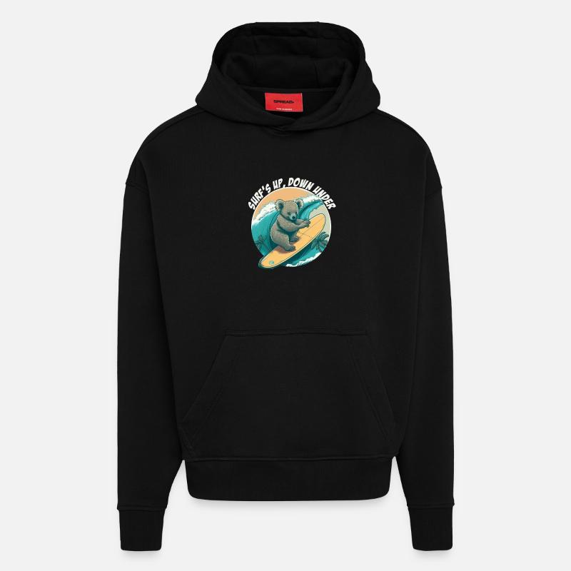 Down under surfender Koalabär - Hoodie- made by SPREAD  - SOLID BLACK