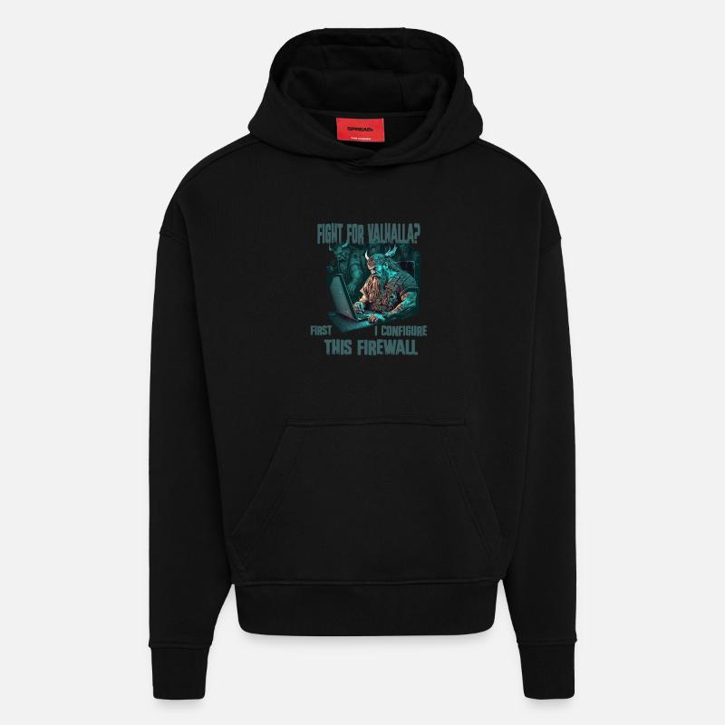 Firewall first Wikinger programmierer - Hoodie- made by SPREAD  - SOLID BLACK