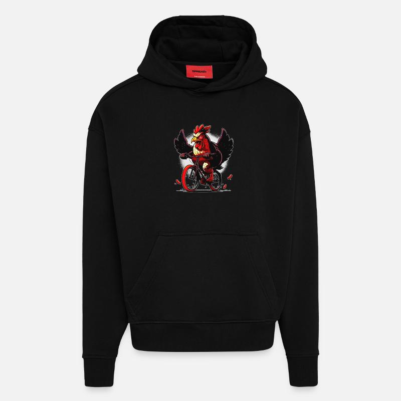 Poulet confortable à vélo - Sweat à capuche bio épais oversize fabriqué en UE - SOLID BLACK