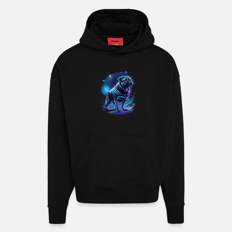 Pug Midnight Magic - Hoodie- made by SPREAD  - SOLID BLACK