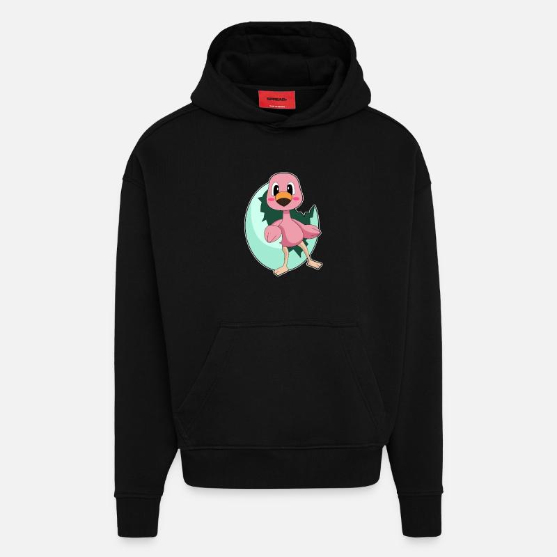 Œuf flamant rose - Sweat à capuche bio épais oversize fabriqué en UE - SOLID BLACK