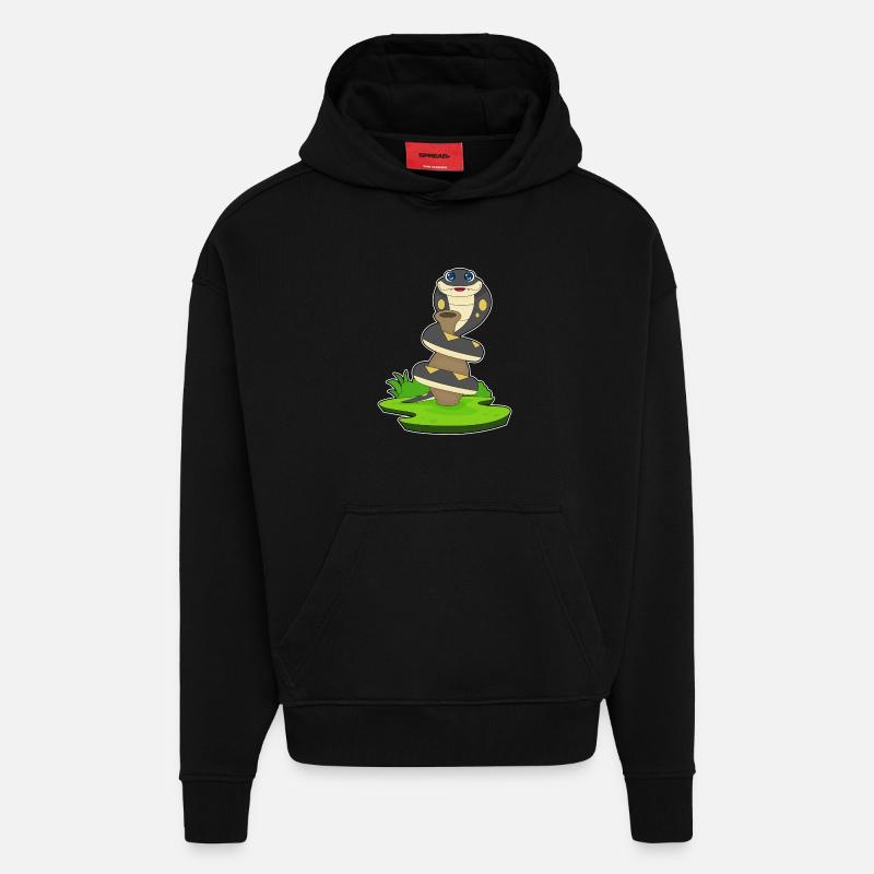 Cruche à serpent - Sweat à capuche bio épais oversize fabriqué en UE - SOLID BLACK