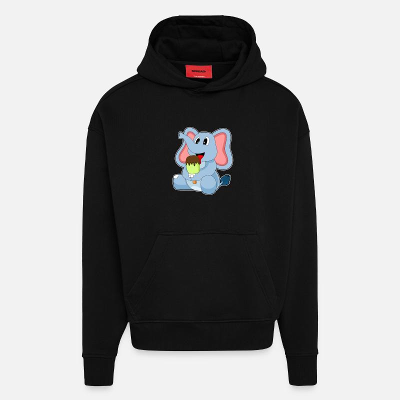 Popsicles d’éléphant - Sweat à capuche bio épais oversize fabriqué en UE - SOLID BLACK