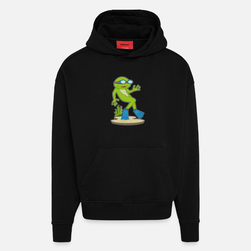 Plongeon de plongée de nage - Sweat à capuche bio épais oversize fabriqué en UE - SOLID BLACK