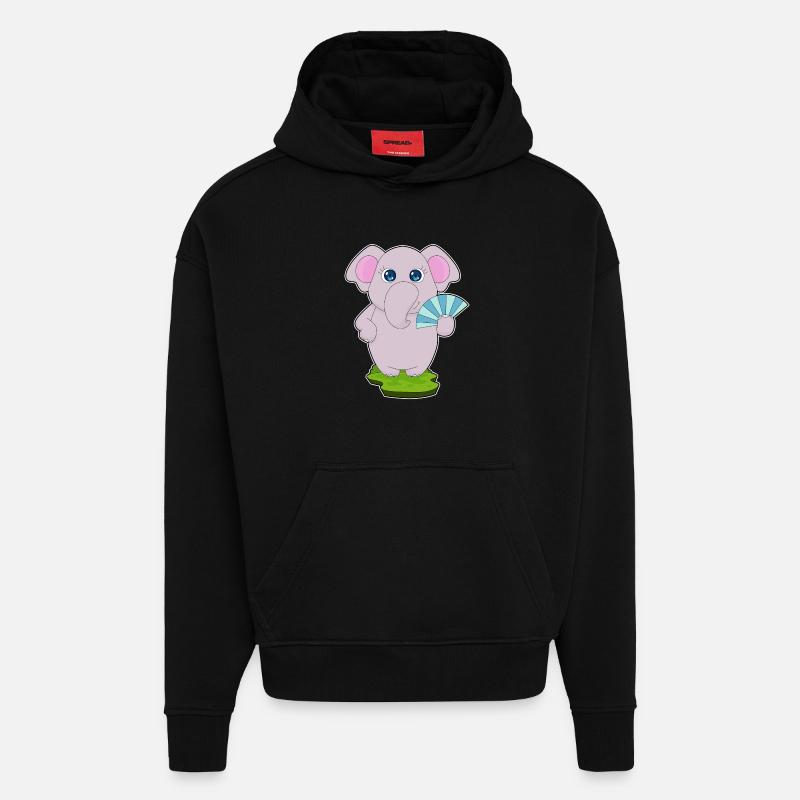 Éventail de main d’éléphant - Sweat à capuche bio épais oversize fabriqué en UE - SOLID BLACK