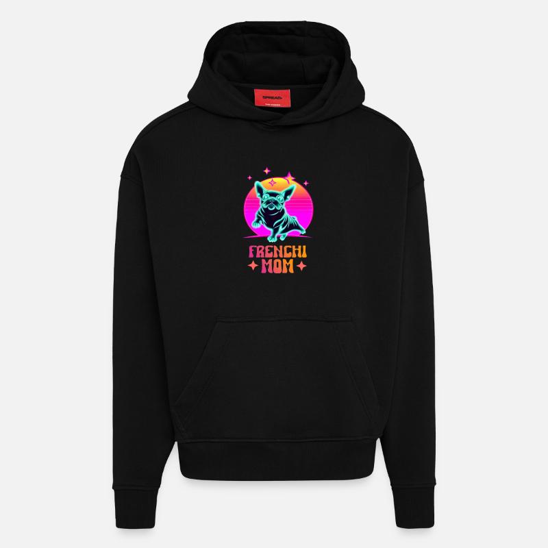 Frenchie Mom - Hoodie- made by SPREAD  - SOLID BLACK