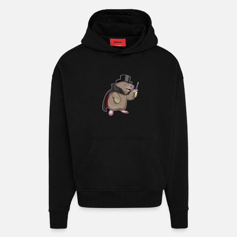 Mole Wizard Wand - Hoodie- made by SPREAD  - SOLID BLACK