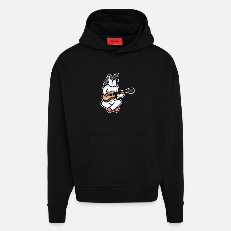 Ukulele Einhorn - Hoodie- made by SPREAD  - SOLID BLACK