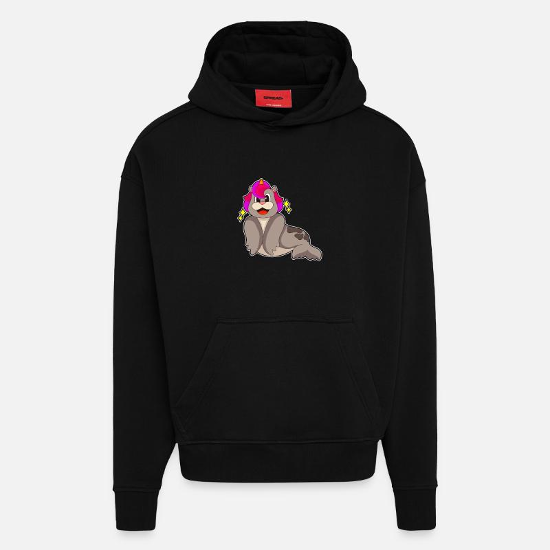 Seehund Einhorn - Hoodie- made by SPREAD  - SOLID BLACK