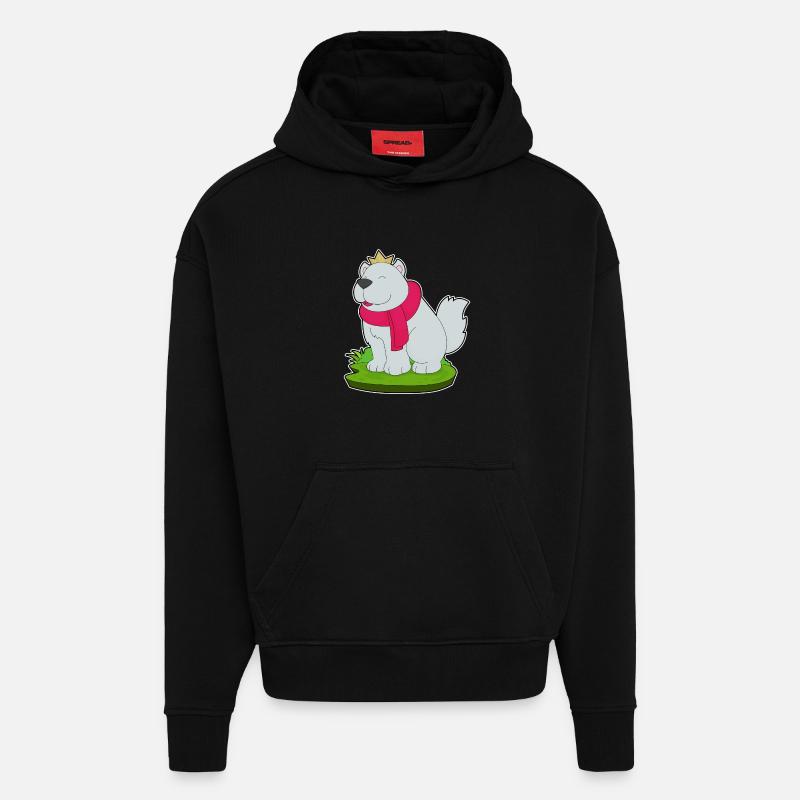 Chien Prince Crown - Sweat à capuche bio épais oversize fabriqué en UE - SOLID BLACK