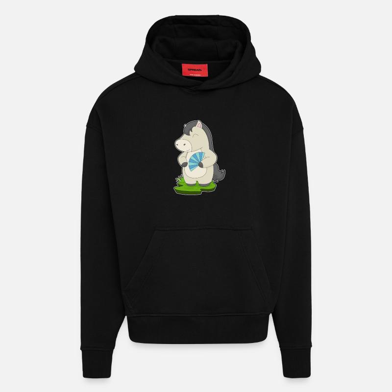 Éventail de main de cheval - Sweat à capuche bio épais oversize fabriqué en UE - SOLID BLACK