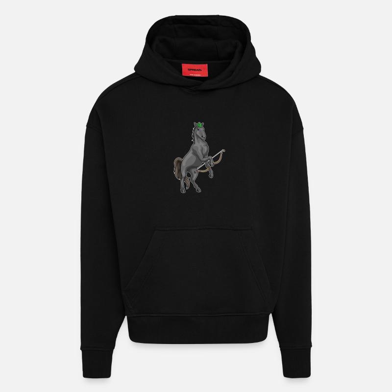 Pferd Bogenschütze Bogen - Hoodie- made by SPREAD  - SOLID BLACK