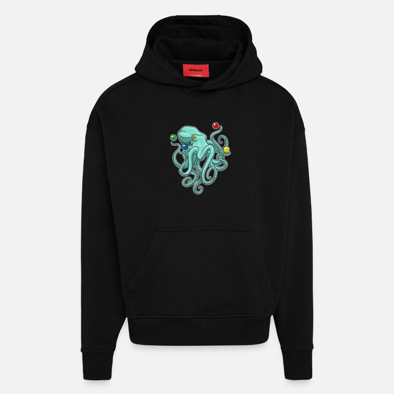 Jongleur de poulpe jongleur - Sweat à capuche bio épais oversize fabriqué en UE - SOLID BLACK