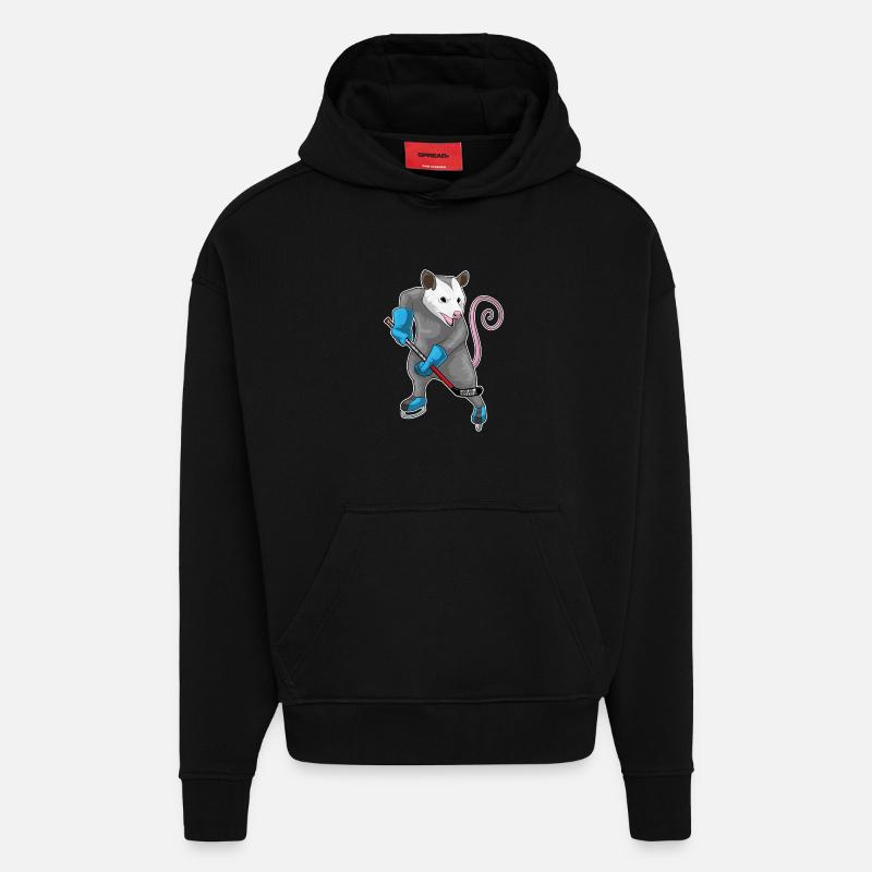 Beutelratte Eishockey Eishockeyschläger - Hoodie- made by SPREAD  - SOLID BLACK