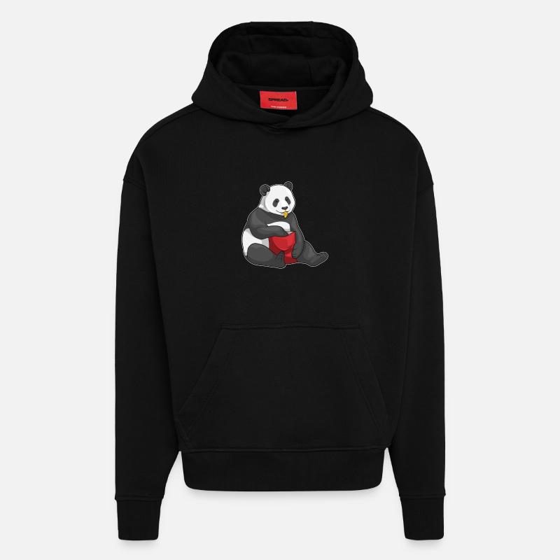 Panda Chips Sac à puces - Sweat à capuche bio épais oversize fabriqué en UE - SOLID BLACK