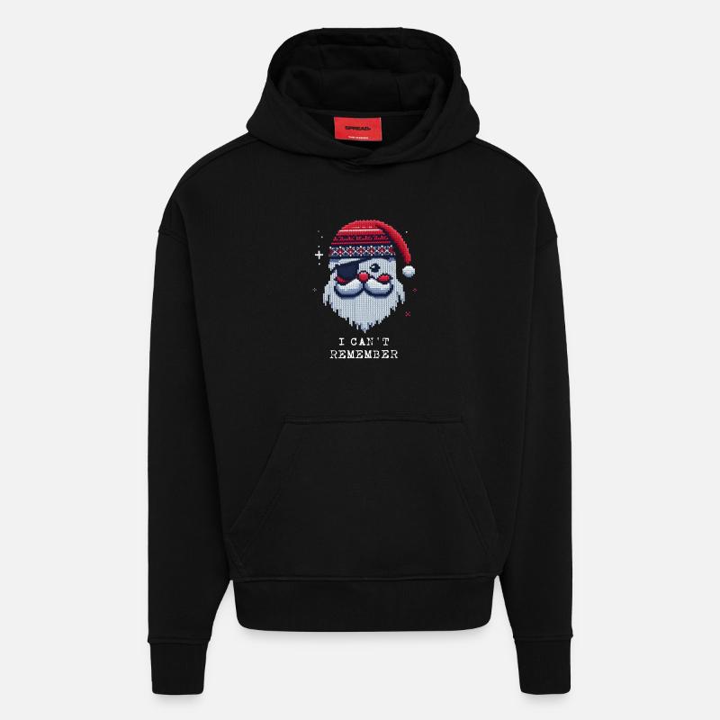Weihnachtsmann mit Augenklappe Strickmuster - Hoodie- made by SPREAD - SOLID BLACK