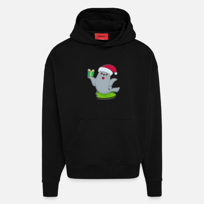 Paquet de Noël scellé - Sweat à capuche bio épais oversize fabriqué en UE - SOLID BLACK