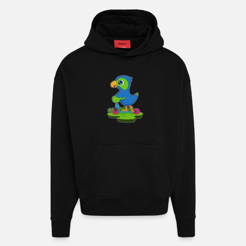 Rouleau de perroquet - Sweat à capuche bio épais oversize fabriqué en UE - SOLID BLACK