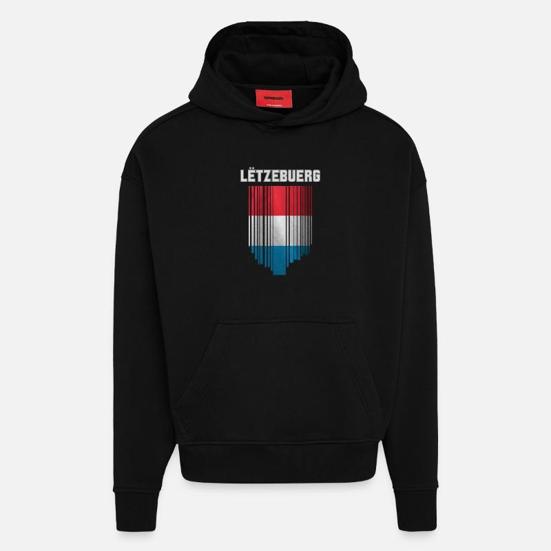 Drapeau du Luxembourg, fierté luxembourgeoise - Sweat à capuche bio épais oversize fabriqué en UE - SOLID BLACK