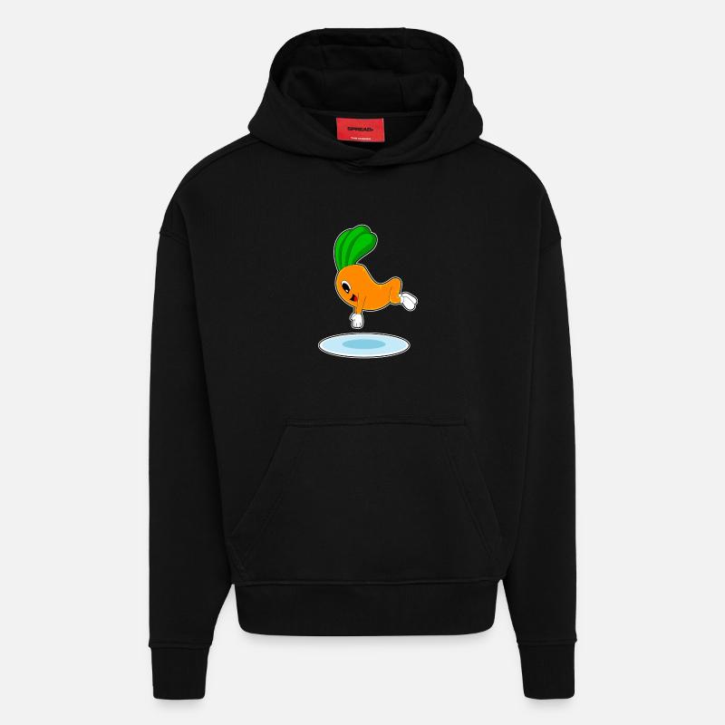 Carotte, Natation, Saut D’eau - Sweat à capuche bio épais oversize fabriqué en UE - SOLID BLACK