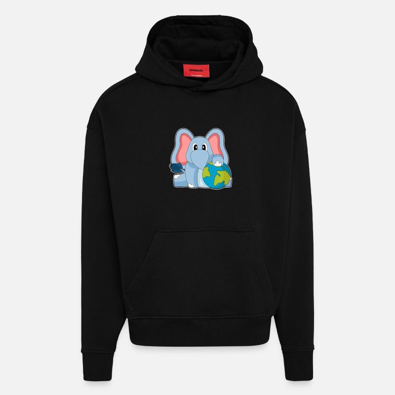 Elefant Erde - Hoodie- made by SPREAD  - SOLID BLACK