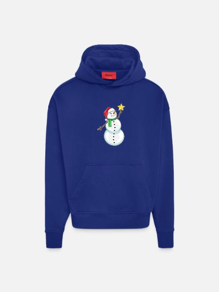 Snowman Christmas Poinsettia - Hoodie- made by SPREAD - SOLID BLACK